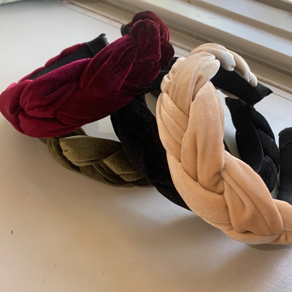 Set of 4 Braided Velvet Headbands